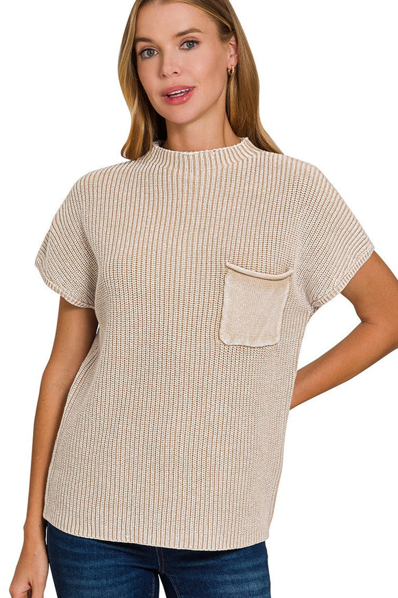 Washed Mock Neck Top | Ash Mocha