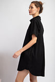 Button Down Short Sleeve Dress | Black