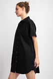 Button Down Short Sleeve Dress | Black