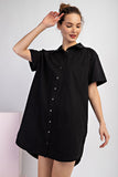 Button Down Short Sleeve Dress | Black