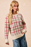 Christmas Plaid Sweater Top | Cream