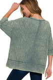 Washed Ribbed Oversized Slouchy Top | Jade