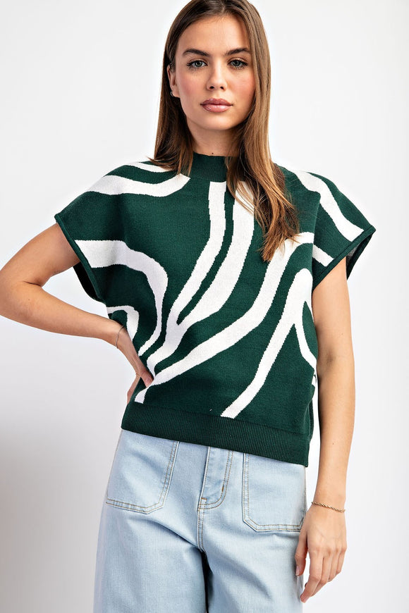 Swirl Mock Neck Top | Hunter Green