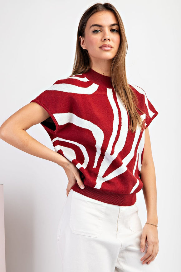 Swirl Mock Neck Top | Merlot