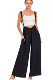 Woven Tie Back Jumpsuit | Black