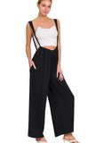 Woven Tie Back Jumpsuit | Black