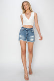 Risen Denim Shorts | Cross Over Side Slit