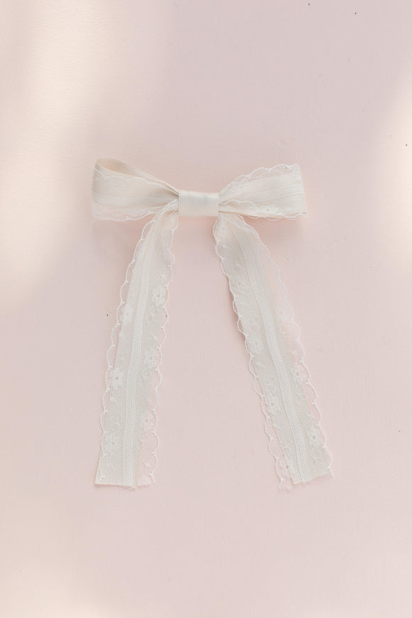 Lace Bow Clip | Ivory