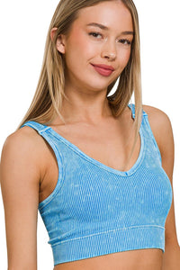 Stone Washed Ribbed Padded Brami | Deep Sky
