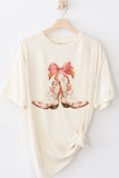 Coquette Bow+Floral Boot Tee | Ivory