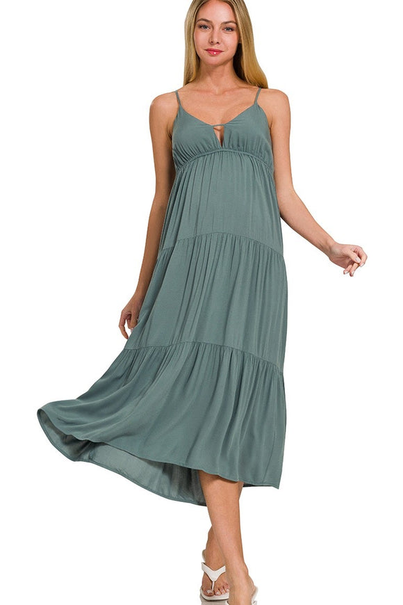Tiered Sweetheart Cami Midi Dress | Ash Jade