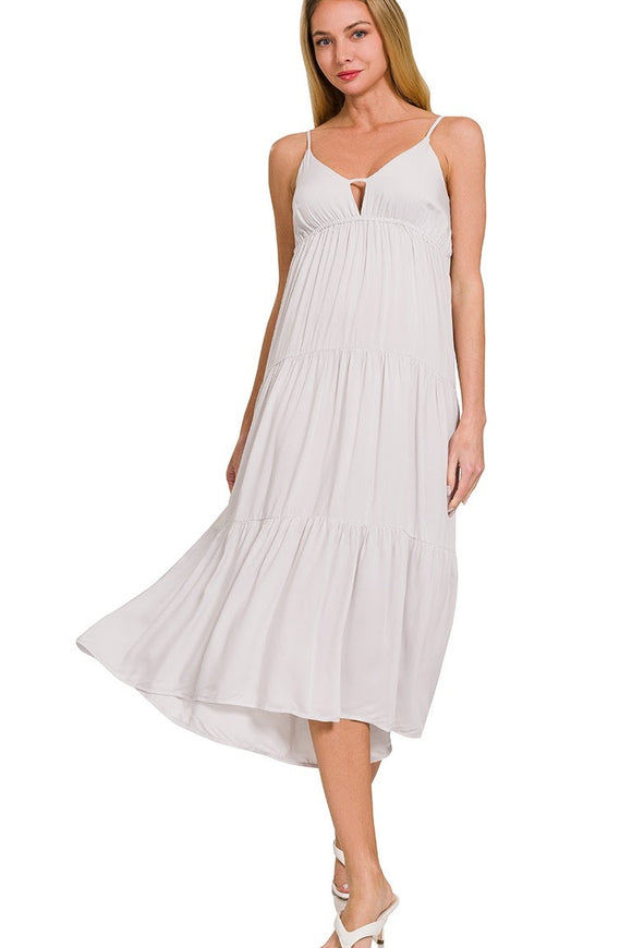 Tiered Sweetheart Cami Midi Dress | Bone