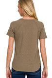 Waffle Knit Raglan Top | Mocha