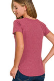 Waffle Knit Raglan Top | Cabernet