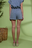 Washed Textured Cotton 2 Piece Shorts/Top Set | Blue
