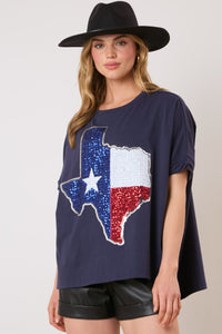 Texas Flag Sequin Top | Navy