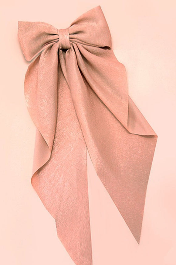 Satin Large Long Organza Bow Clip | Blush