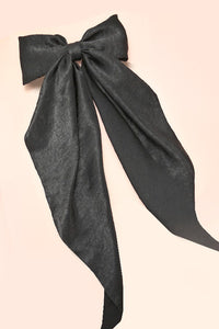 Satin Large Long Organza Bow Clip | Black