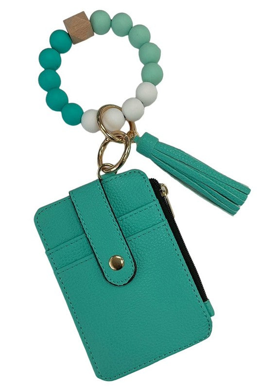 Wallet+Silicone Stretch Keychain Bangle | Turquoise