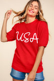 USA Embroidery Pop Up Letter Top | Red