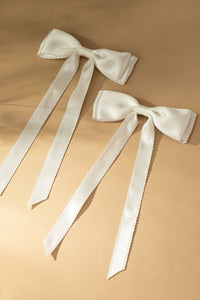 Satin Ribbon Hair Bow Clip | White