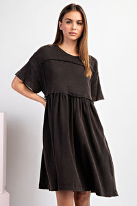 Mineral Washed Dress | Black