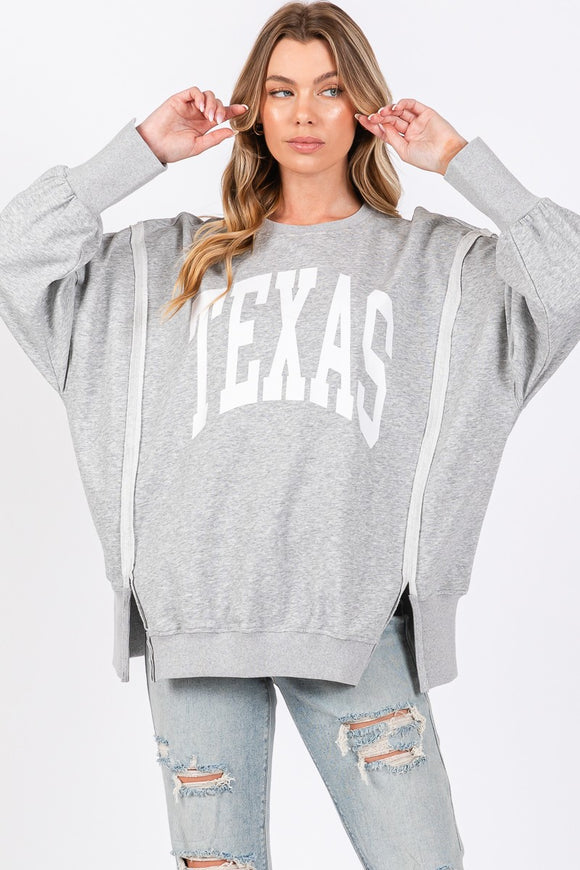 TEXAS French Terry Oversized Sweatshirt | Heather Grey