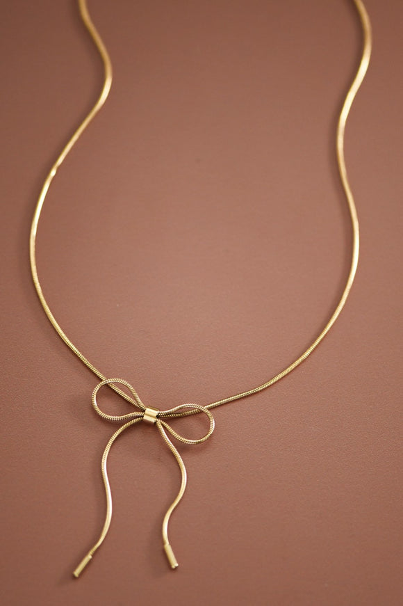 18k Dipped Chain Bow | Gold Necklace