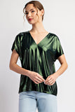 Metallic V-Neck Top | Emerald