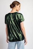 Metallic V-Neck Top | Emerald