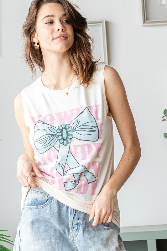 Howdy Bow Sleeveless Top | Ivory