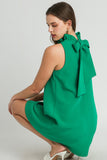 Back Bow Tie Halter Swing Dress | Green