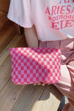 Checkered Cosmetic Bag | Pink