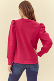 Embossed Textured Sweater Top | Hot Pink