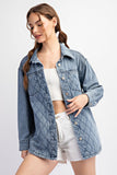 Quilted Button Denim Jacket | Denim Blue