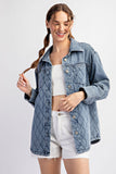 Quilted Button Denim Jacket | Denim Blue