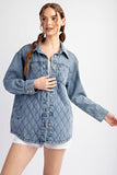 Quilted Button Denim Jacket | Denim Blue