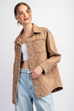 Quilted Button Denim Jacket | Camel