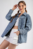 Quilted Button Denim Jacket | Denim Blue