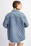 Quilted Button Denim Jacket | Denim Blue