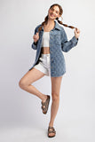 Quilted Button Denim Jacket | Denim Blue