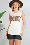 Checker Howdy Sleeveless Top | Oatmeal/Brown