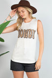 Checker Howdy Sleeveless Top | Oatmeal/Brown