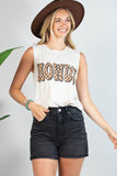 Checker Howdy Sleeveless Top | Oatmeal/Brown