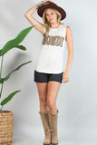 Checker Howdy Sleeveless Top | Oatmeal/Brown