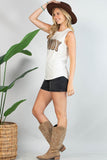 Checker Howdy Sleeveless Top | Oatmeal/Brown