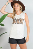 Checker Howdy Sleeveless Top | Oatmeal/Brown