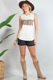 Checker Howdy Sleeveless Top | Oatmeal/Brown