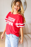 Sequin Touch Down Bubble Sleeve Top | Red