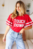 Sequin Touch Down Bubble Sleeve Top | Red